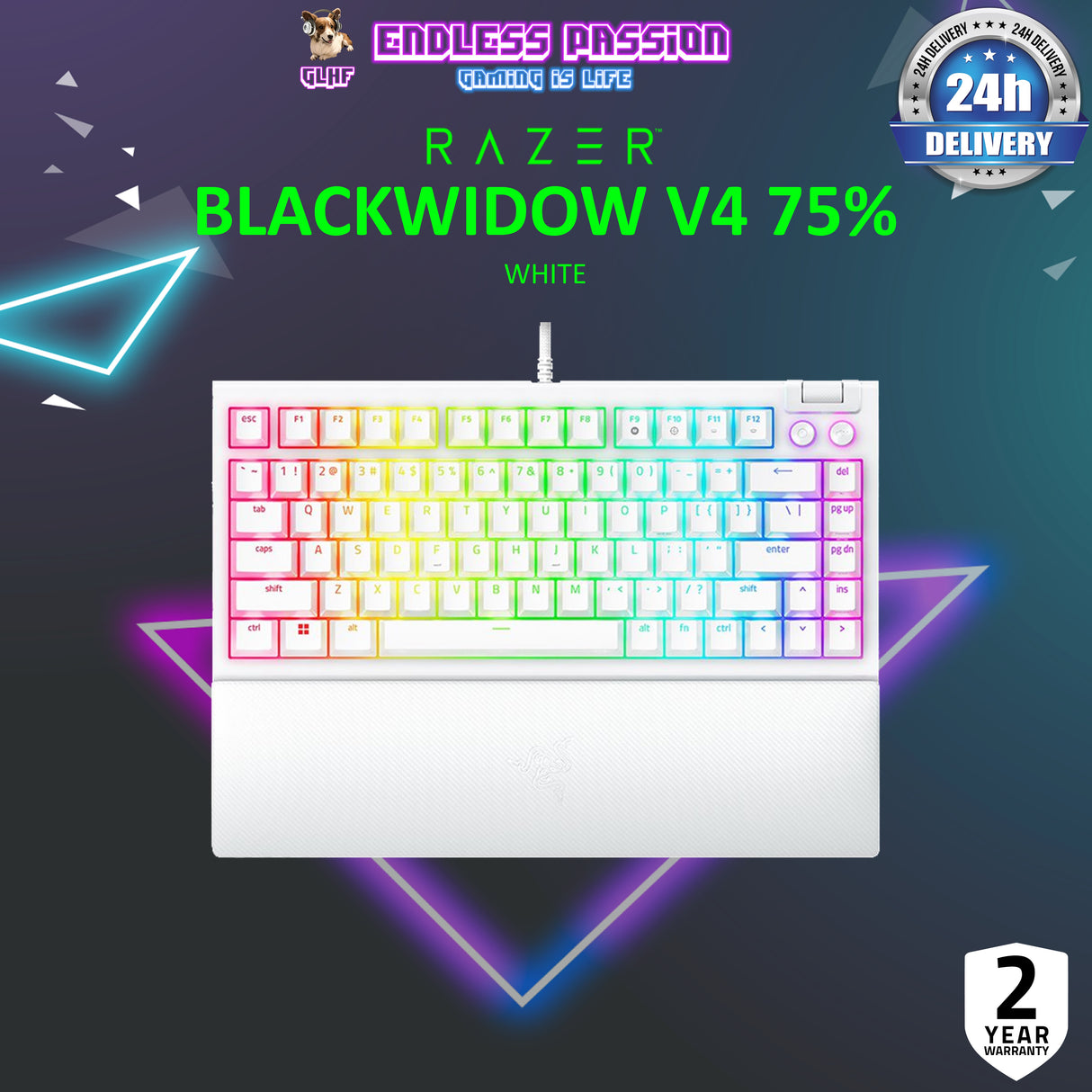 Razer BlackWidow V4 75% - US Layout Hot-swappable Mechanical Gaming Keyboard with Razer Chroma RGB