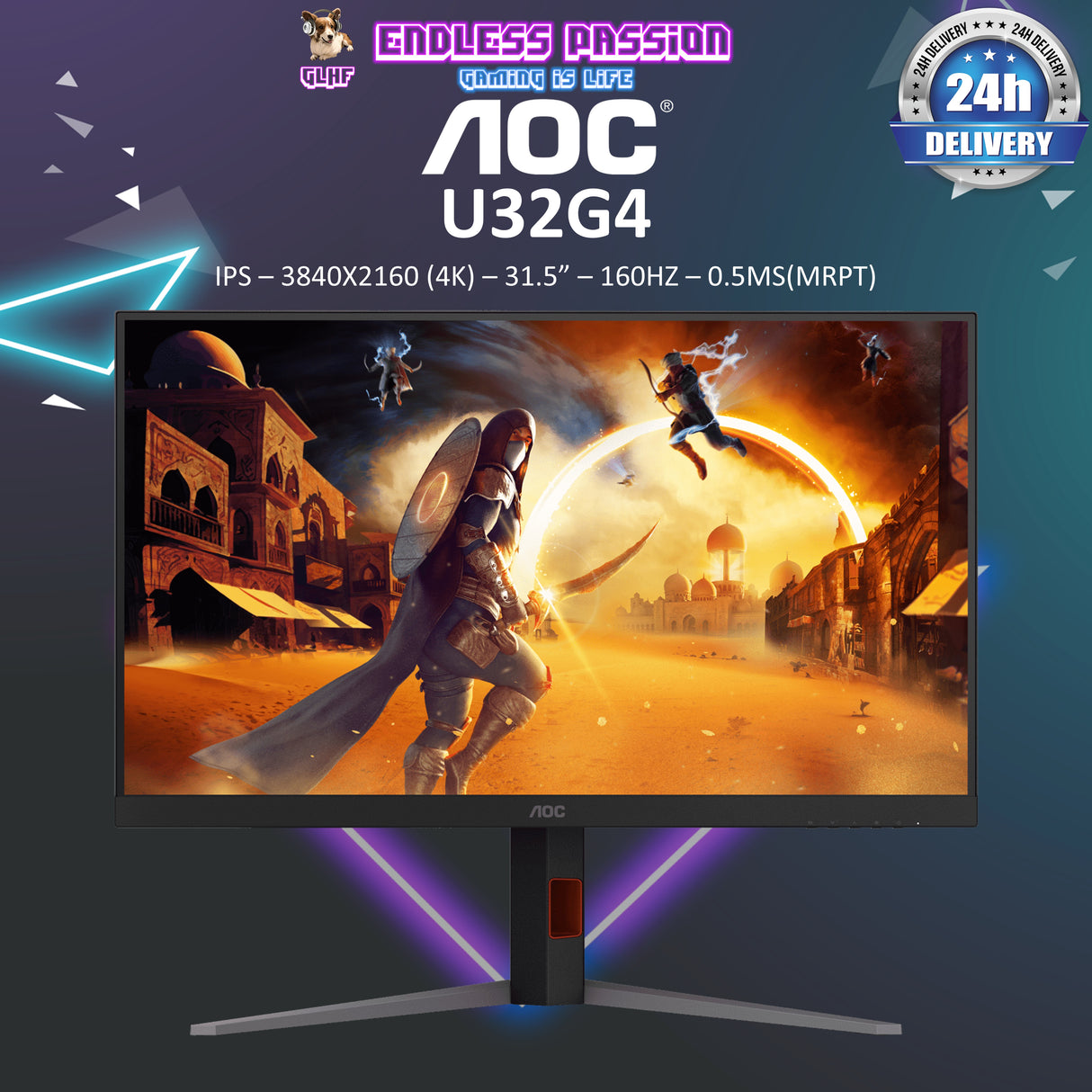 AOC U32G4 31.5" Dual Refresh Rate Gaming Monitor