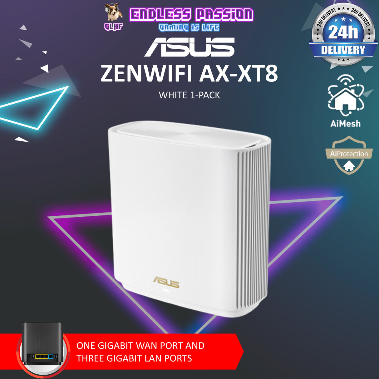 Asus ZenWiFi AX-XT8 AX6600 Tri-band Mesh WiFi 6 (802.11ax) Extendable Router