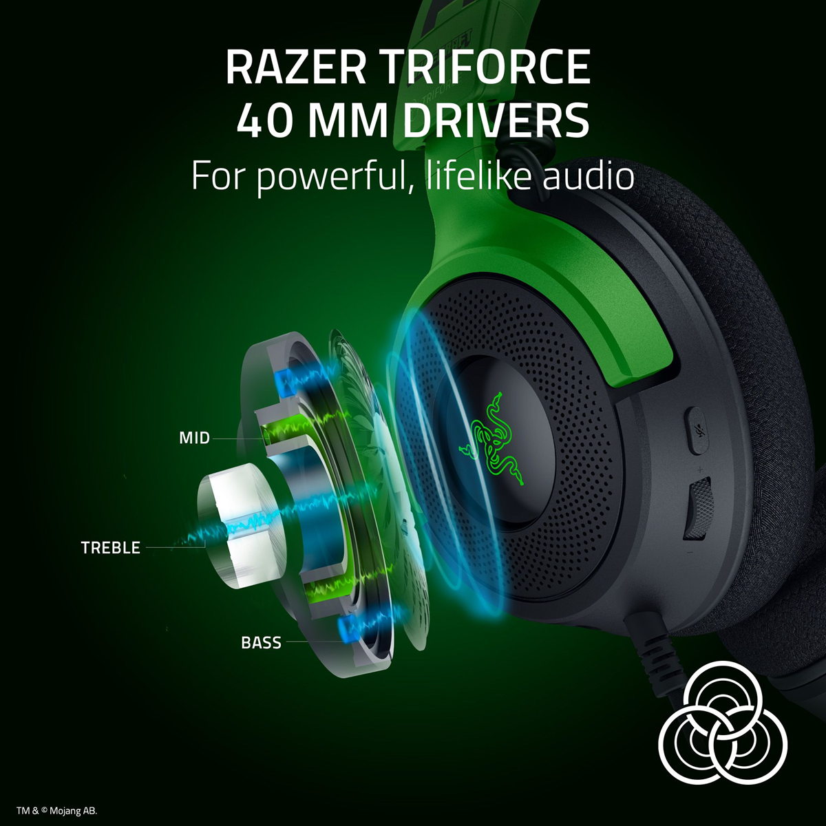 Razer Kraken V4 X - Wired Gaming Headset - Minecraft Edition
