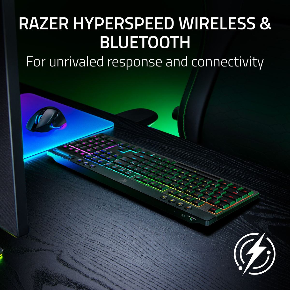Razer BlackWidow V4 Low-Profile HyperSpeed – Full-Size Wireless Mechanical Gaming Keyboard