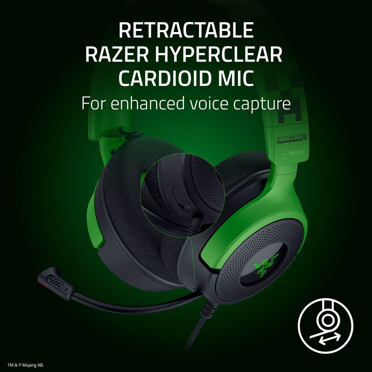Razer Kraken V4 X - Wired Gaming Headset - Minecraft Edition