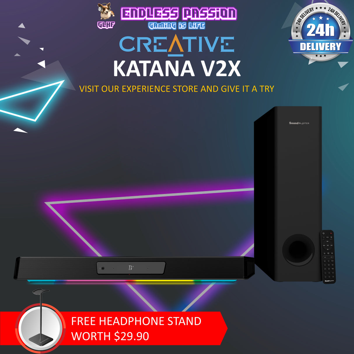 Creative Sound Blaster Katana V2X Gaming Soundbar with Compact Subwoofer