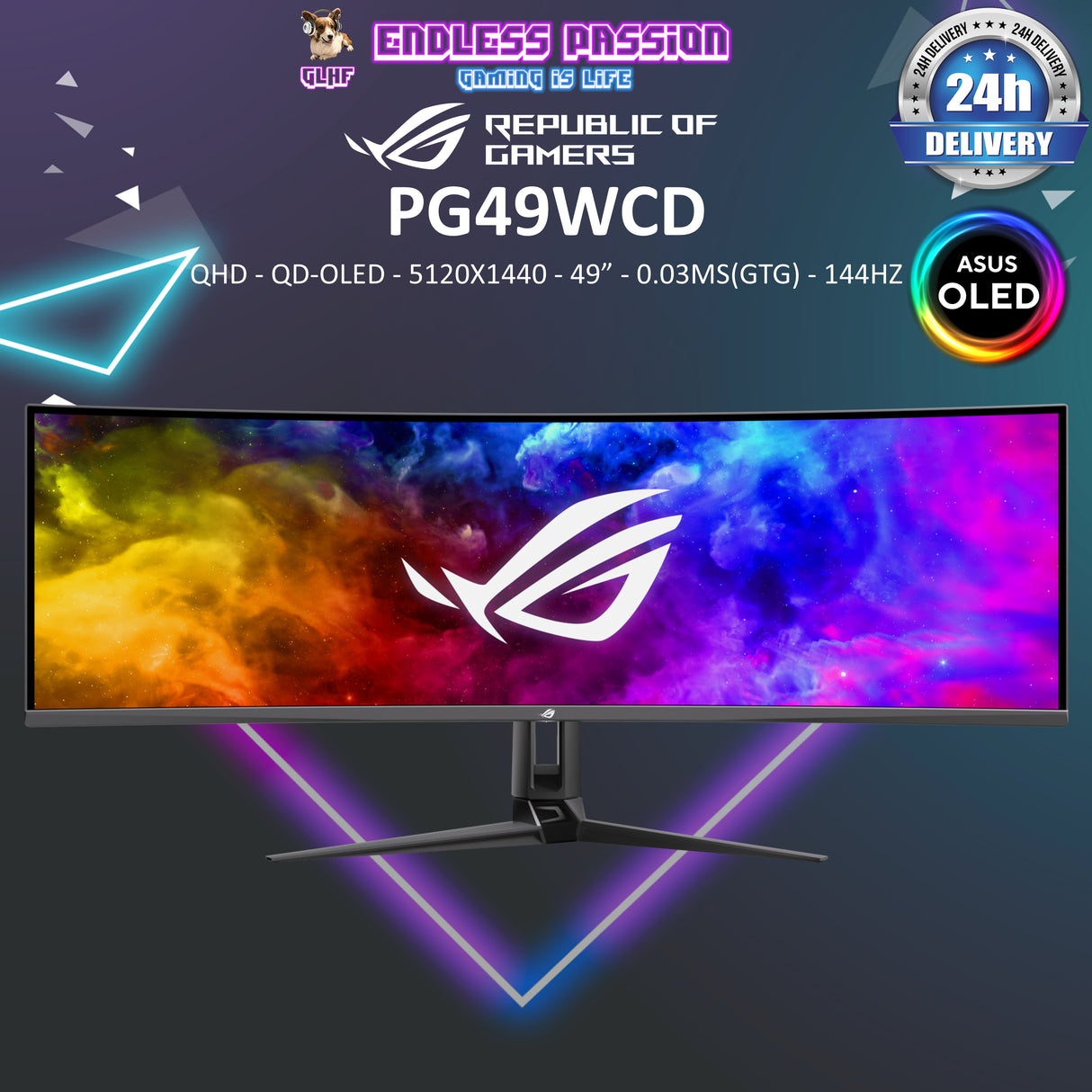 ASUS ROG Swift OLED PG49WCD 49 Inch Gaming Monitor
