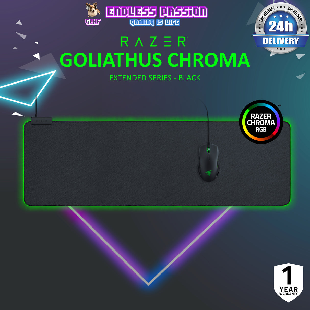 Razer Goliathus Extended Chroma — Soft Gaming Mouse Mat with Chroma