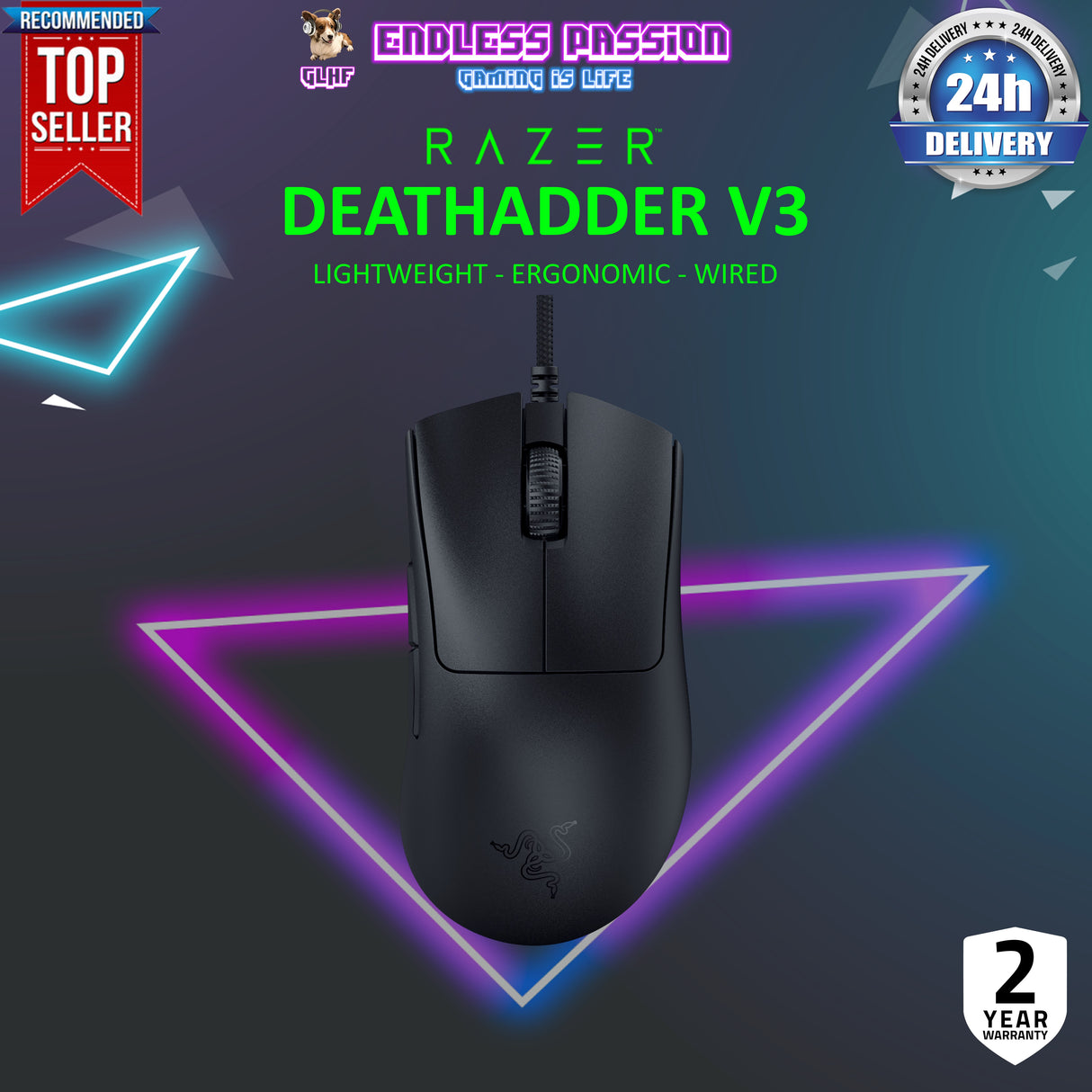 Razer DeathAdder V3 - Wired Ultra-lightweight Ergonomic Esports Mouse