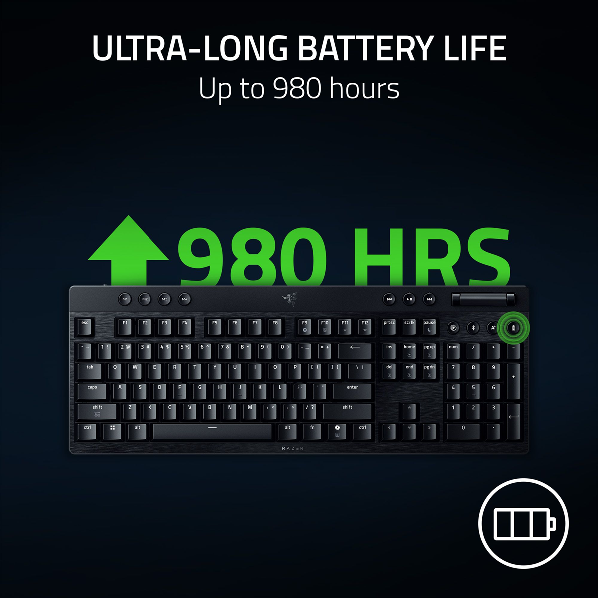 Razer BlackWidow V4 Low-Profile HyperSpeed – Full-Size Wireless Mechanical Gaming Keyboard