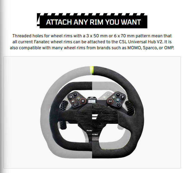 Fanatec CSL Universal Hub V2 + QR2 Lite Wheel-side - PC & PS