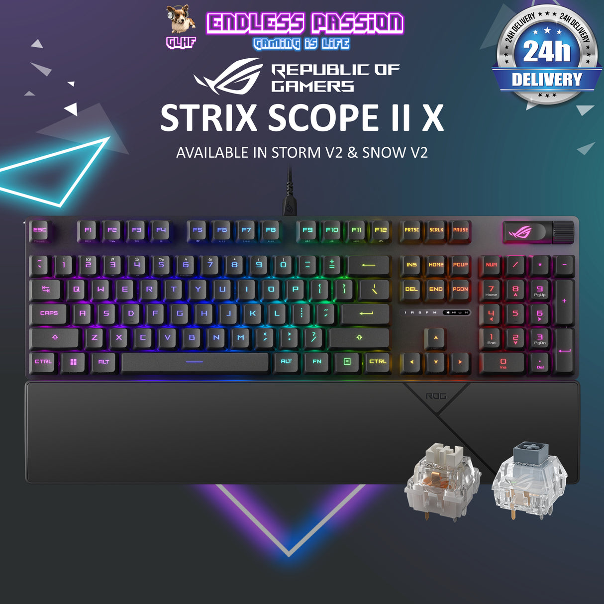 ASUS ROG Strix Scope II X Gaming Mechanical Keyboard - Hot-Swappable - ROG NX V2 Switch