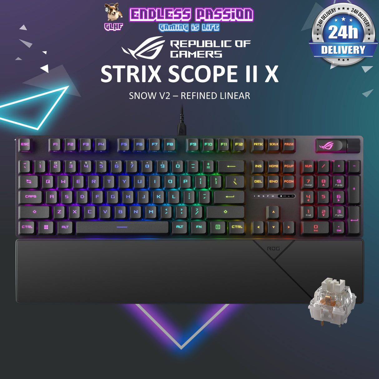 ASUS ROG Strix Scope II X Gaming Mechanical Keyboard - Hot-Swappable - ROG NX V2 Switch