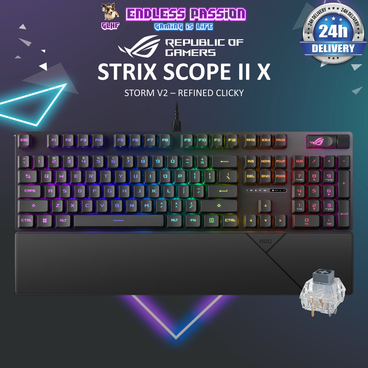 ASUS ROG Strix Scope II X Gaming Mechanical Keyboard - Hot-Swappable - ROG NX V2 Switch