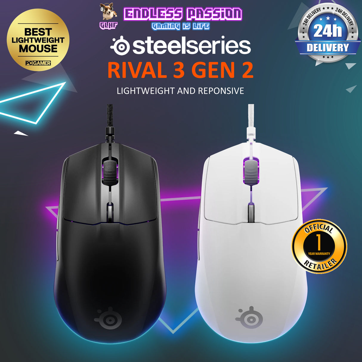 SteelSeries Rival 3 Gen 2 Lightweight Wired Gaming Mouse