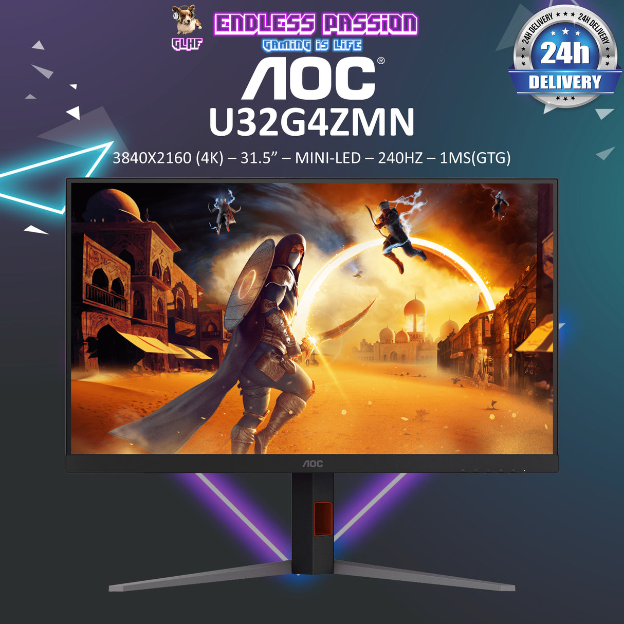 AOC U32G4ZMN — 31.5" UHD Fast VA Premium Gaming Monitor