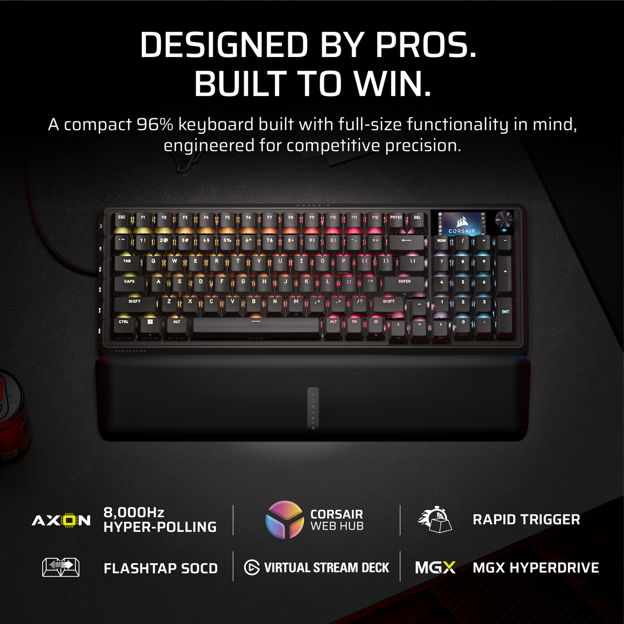 Corsair VANGUARD PRO 96 Hall Effect Gaming Keyboard - MGX Hyperdrive magnetic switches