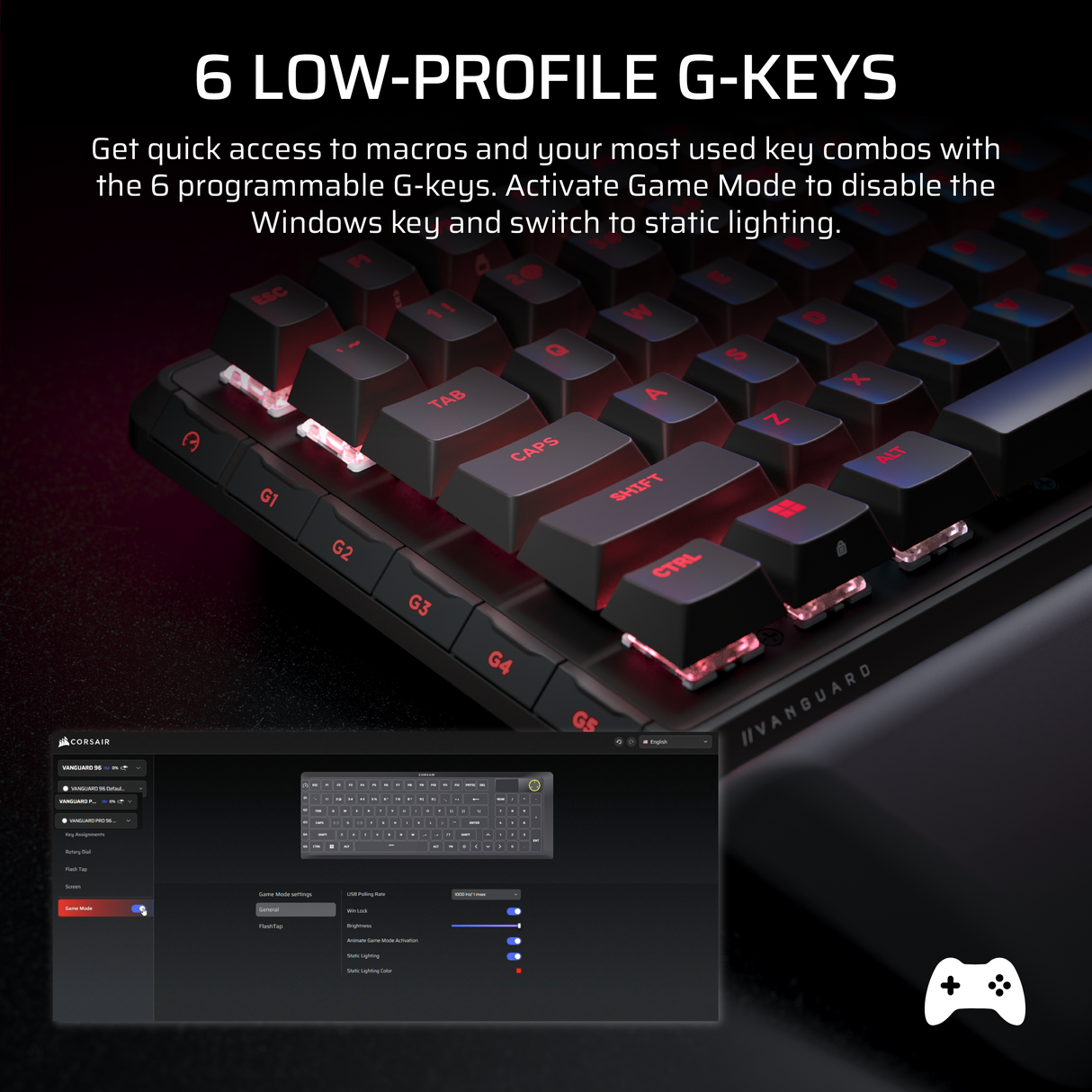 Corsair VANGUARD PRO 96 Hall Effect Gaming Keyboard - MGX Hyperdrive magnetic switches