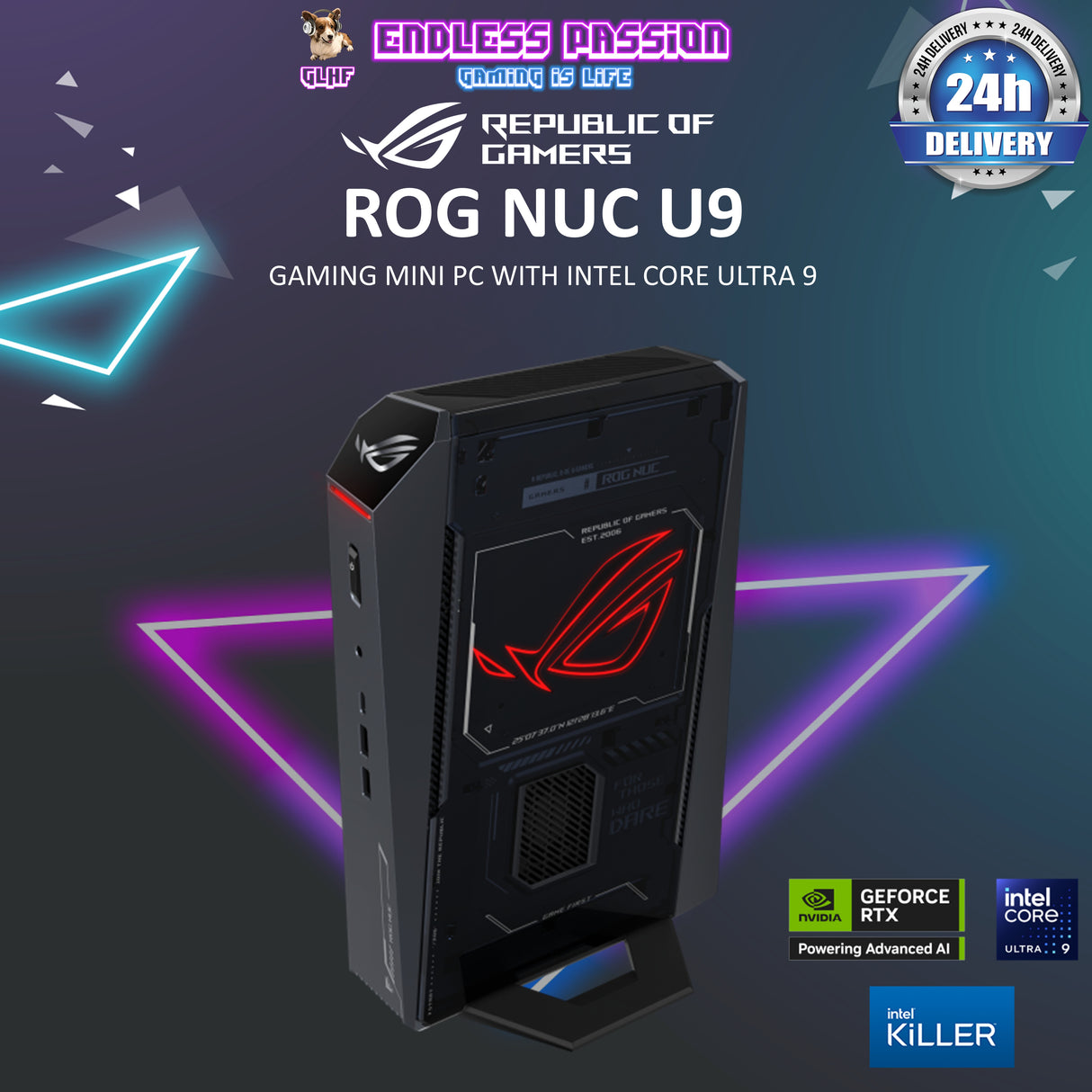 ASUS SYSTEM NUC U9 PC 90AS00I1-M001X0 32GB RTX5080 DDR5 RAM 1TB NVMe SSD