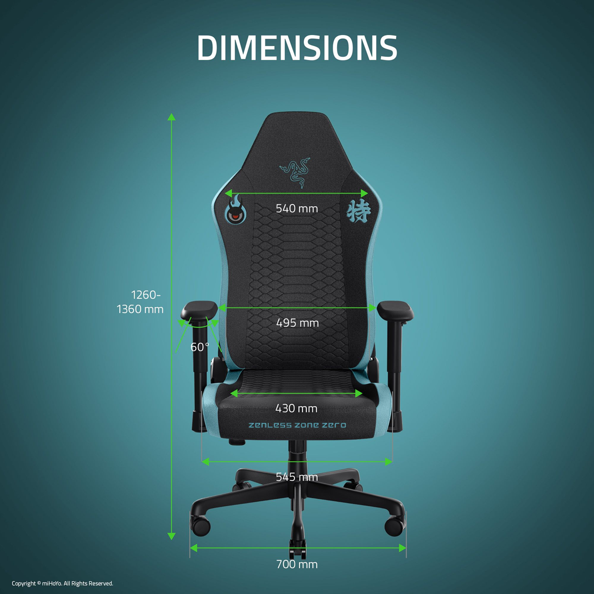 Razer Iskur V2 X Zenless Zone Zero Edition - Core Ergonomic Gaming Chair-Black Fabric