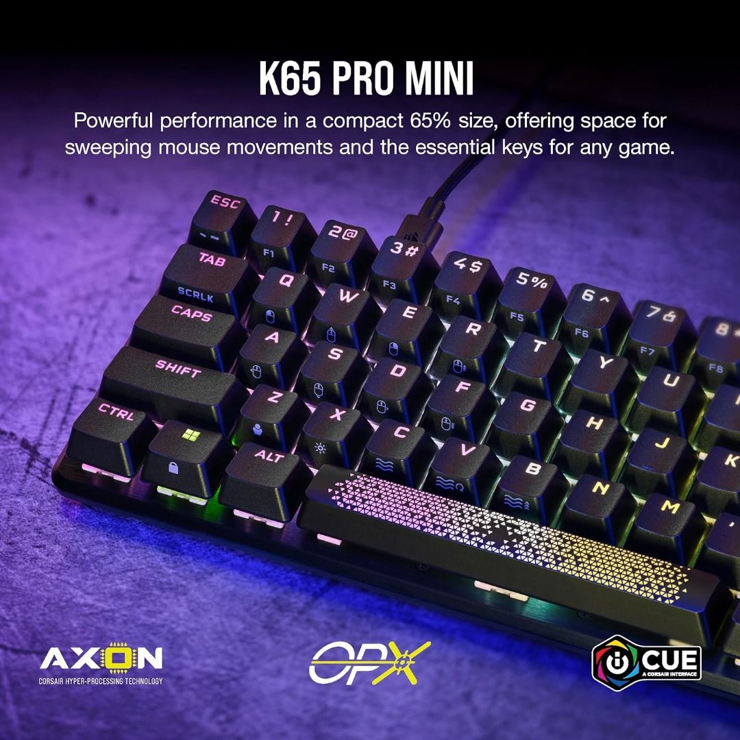Corsair K65 PRO Mini RGB 65% Optical-Mechanical Wired Gaming Keyboard
