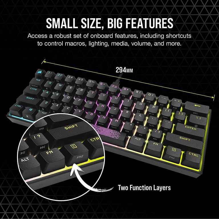 Corsair K65 RGB Mini 60% Wired Mechanical Gaming Keyboard