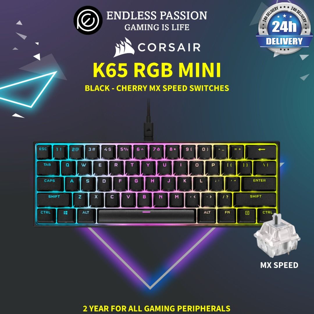 Corsair K65 RGB Mini 60% Wired Mechanical Gaming Keyboard