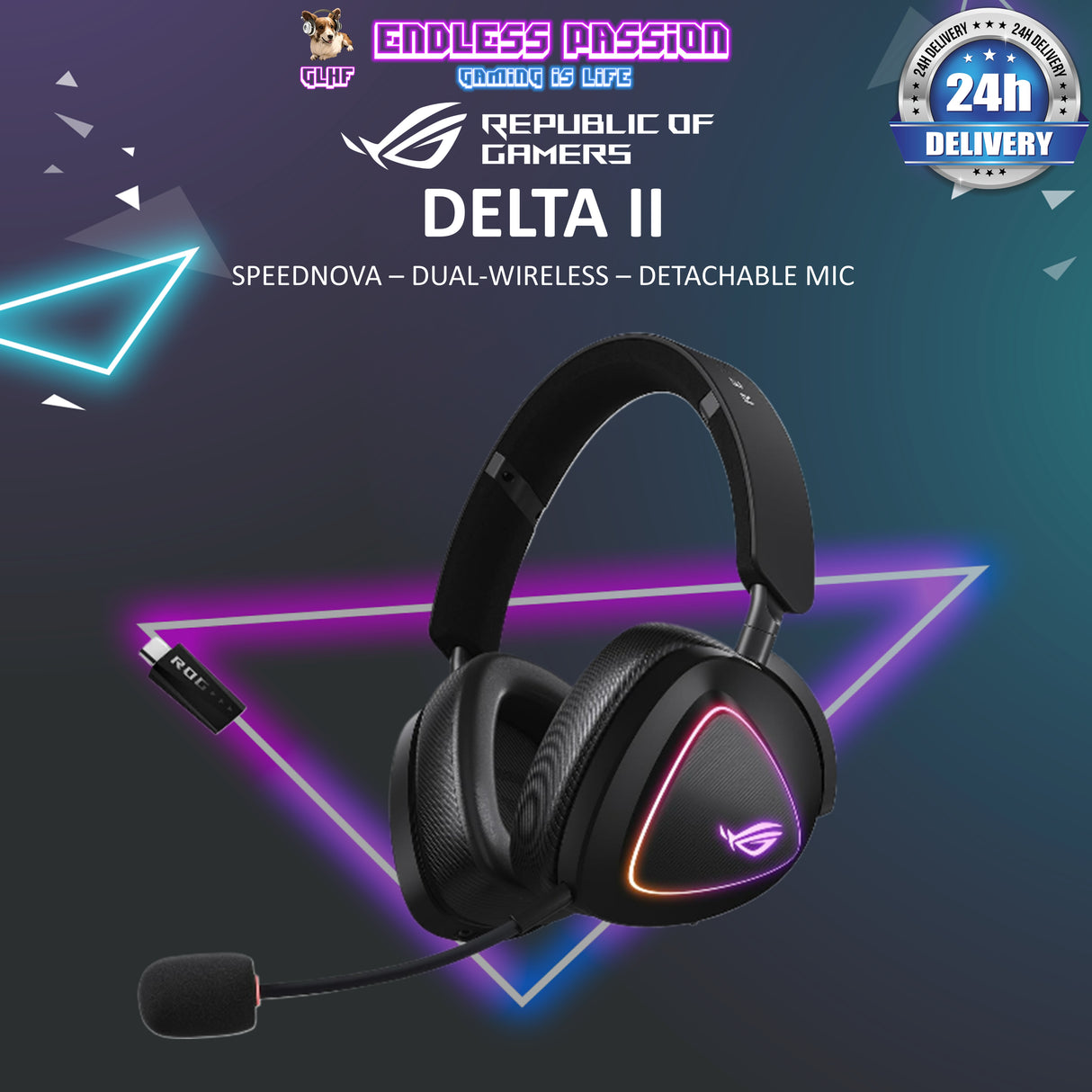ASUS ROG Delta II Tri-Mode Dual Wireless Gaming Headset