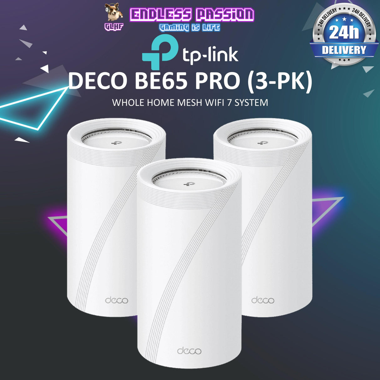 TP Link Deco BE65 Pro BE11000 Whole Home Mesh WiFi 7 System