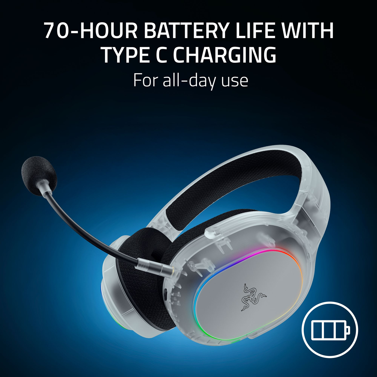 Razer Barracuda X Chroma - Wireless Multi-Platform Gaming and Mobile Headset - Phantom White Edition