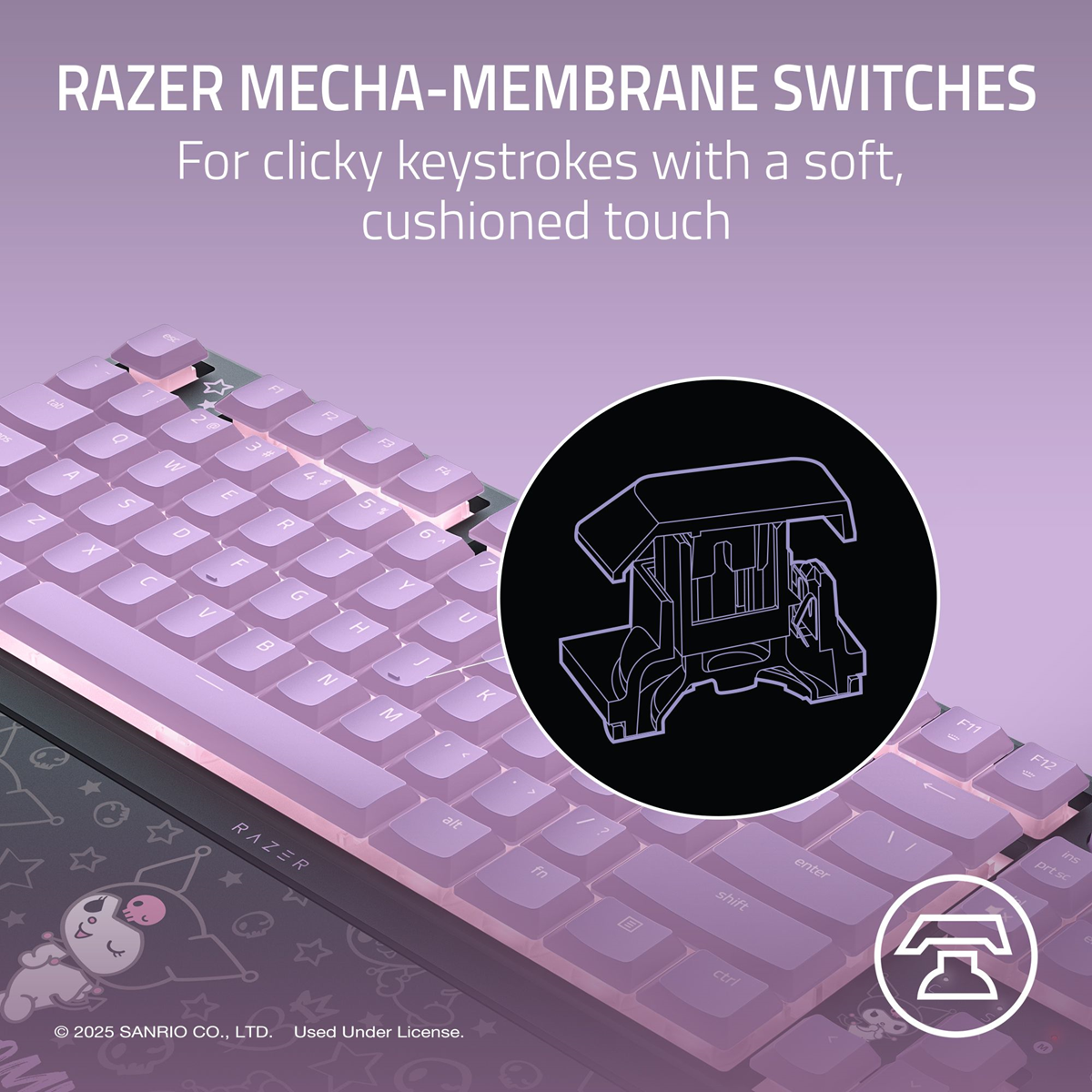 Razer Ornata V3 Tenkeyless Kuromi™ Edition Low-Profile Ergonomic Gaming Keyboard