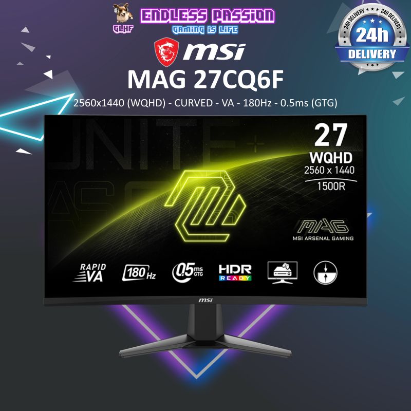 MSI MAG 27CQ6F 27 Inch, WQHD, 180hz Curved Gaming Monitor