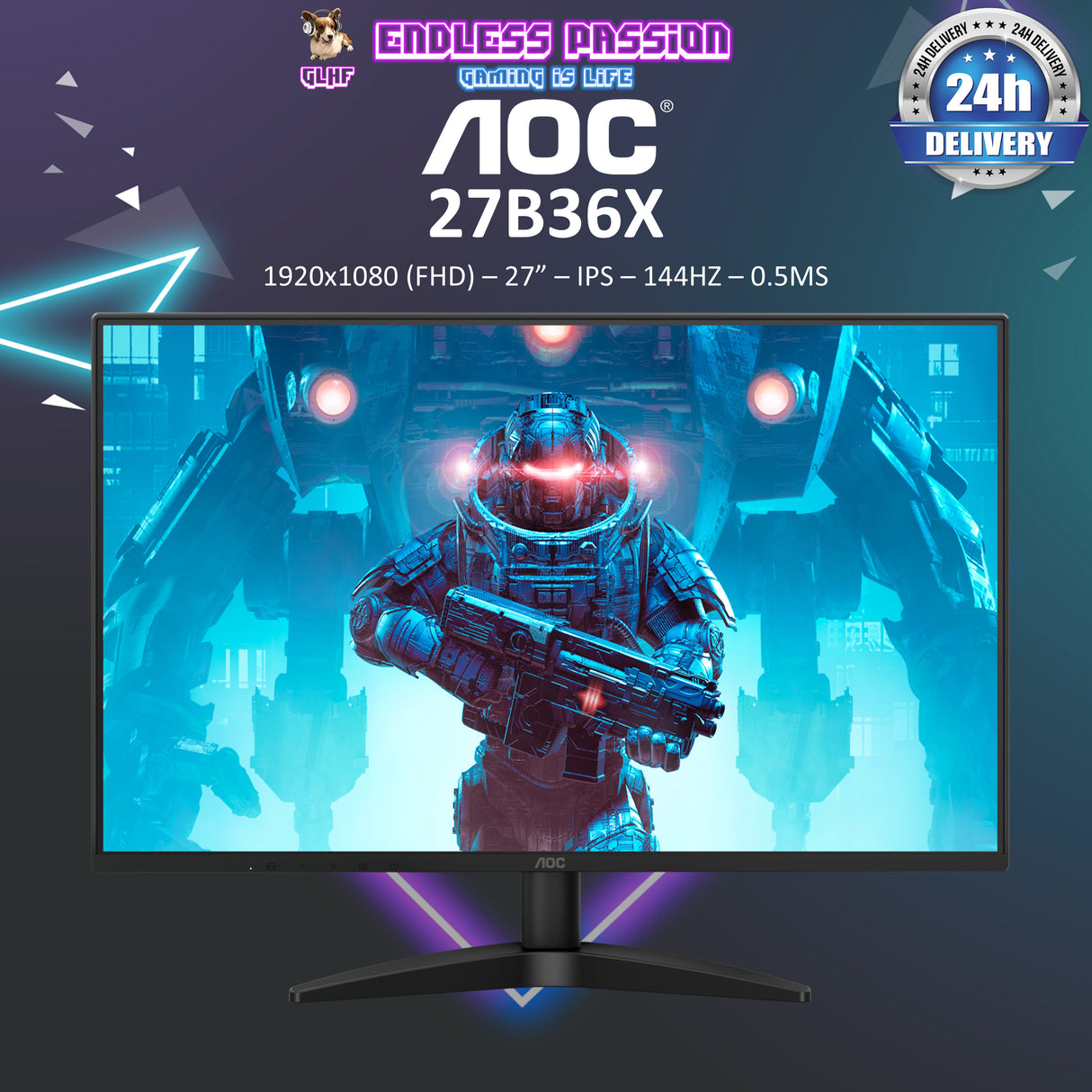 AOC 27B36X 27" IPS 1920x1080 (FHD) 144 Hz 0.5ms Gaming Monitor