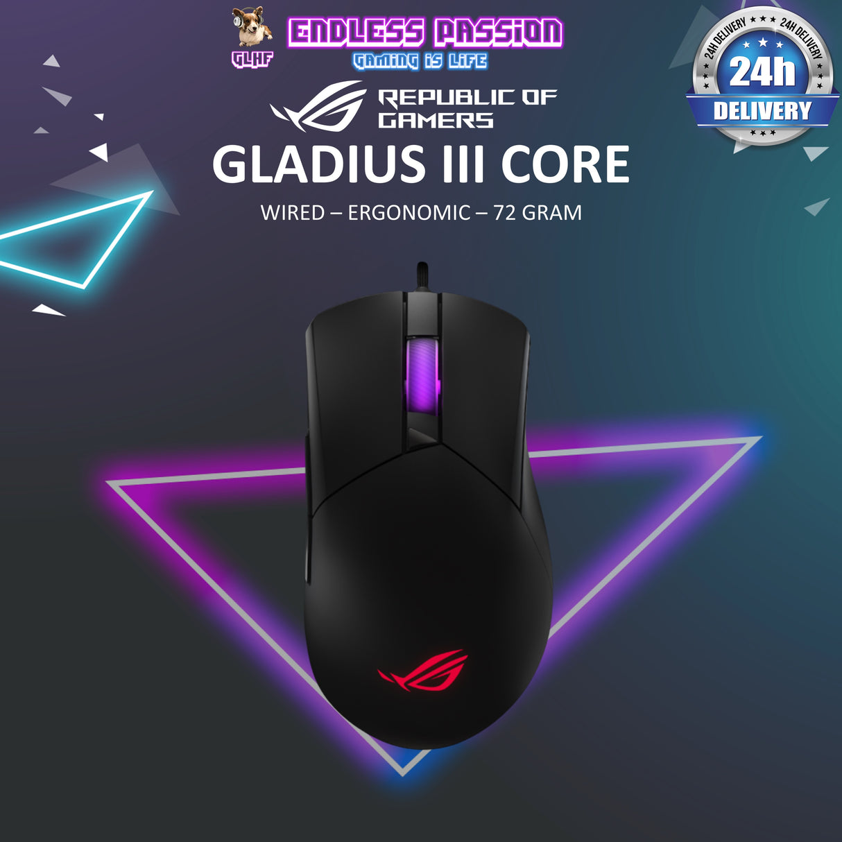 ROG Gladius III Core Ergonomic Right-Handed Gaming Mouse