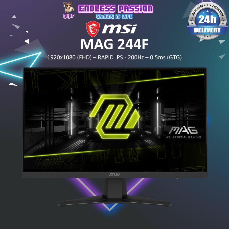MSI MAG 244F Gaming Monitor - FHD RAPID IPS 200Hz 0.5ms (GTG, Min)