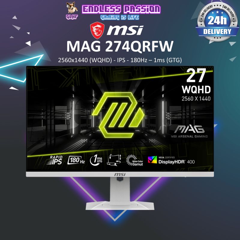 MSI MAG 274QRFW 27Inch, 180hz Gaming Monitor