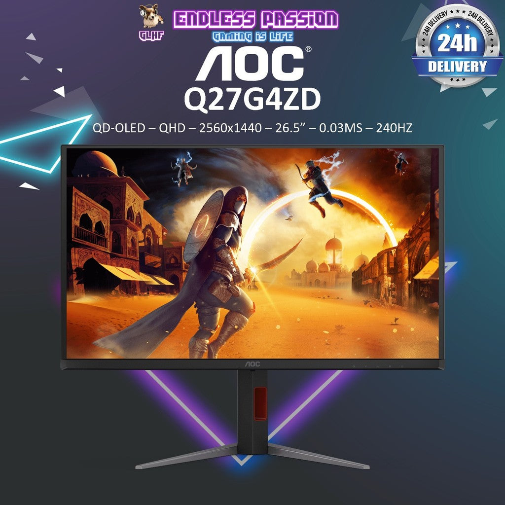 AOC Q27G4ZD 26.5"  QD-OLED 2560x1440 QHD 240HZ 0.03MS Gaming Monitor