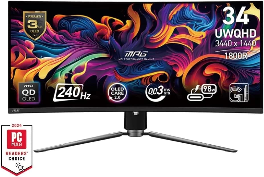 MSI MPG 341CQPX QD-OLED 34" QHD OLED 240Hz 0.03ms Gaming Monitor
