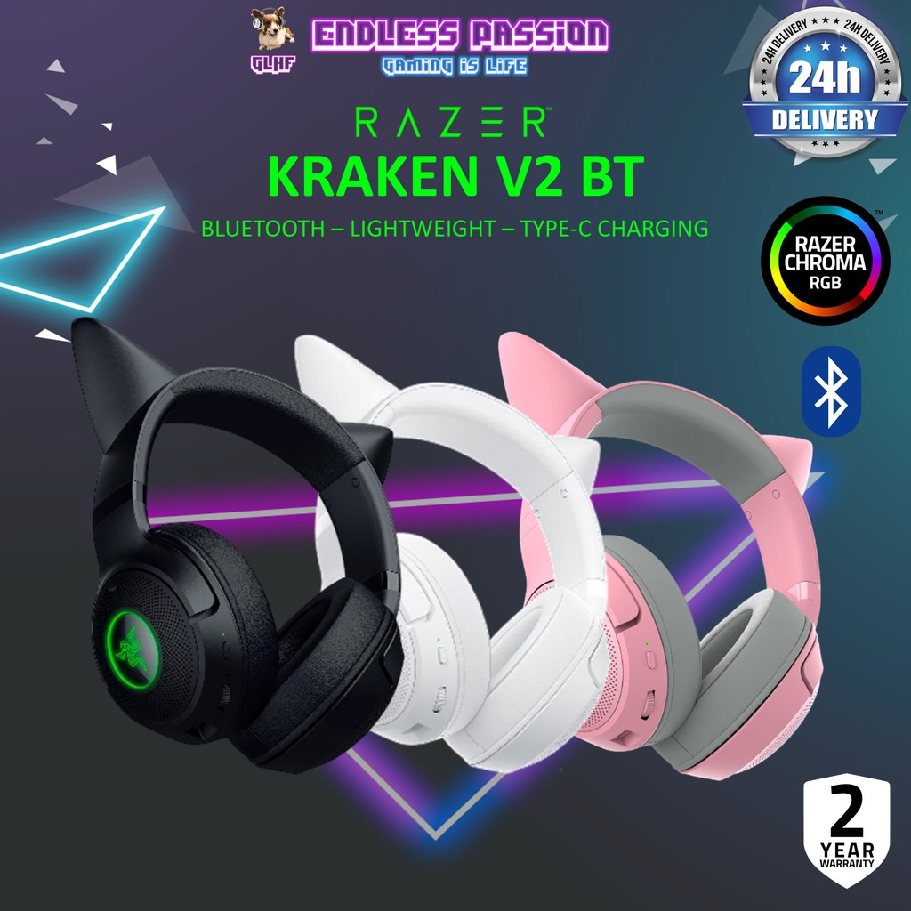 Razer Kraken Kitty V2 BT - Wireless Bluetooth RGB Headset with Kitty Ears