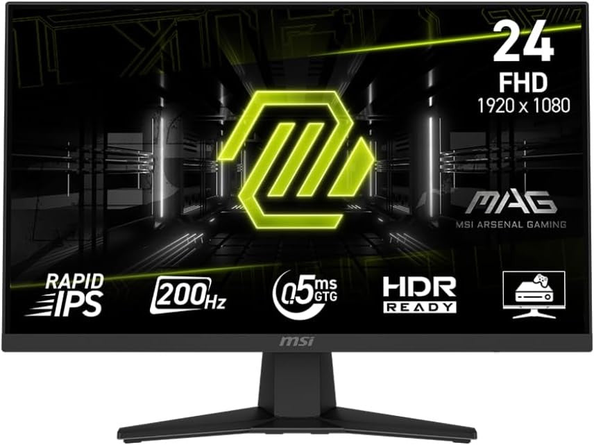 MSI MAG 244F Gaming Monitor - FHD RAPID IPS 200Hz 0.5ms (GTG, Min)