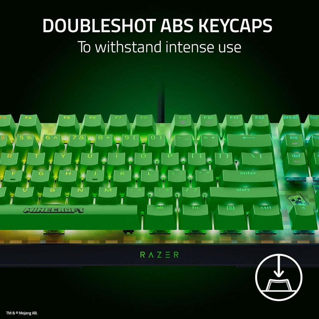 Razer BlackWidow V4 X - Mechanical Gaming Keyboard (Yellow Switch) - Minecraft Edition