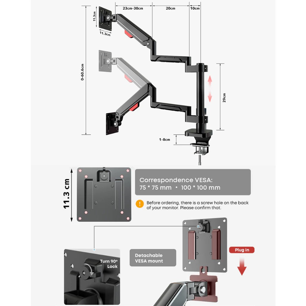Mono Dsign Multi-Flex Gas Spring Monitor Arm