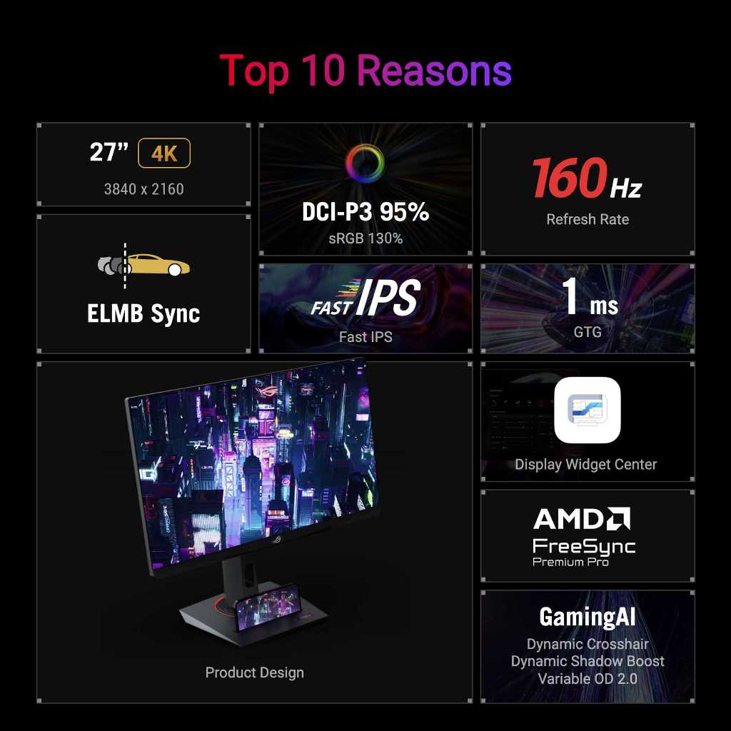 ASUS ROG Strix XG27UCS Gaming Monitor 27 Inch Type-C 4K Gaming Monitor