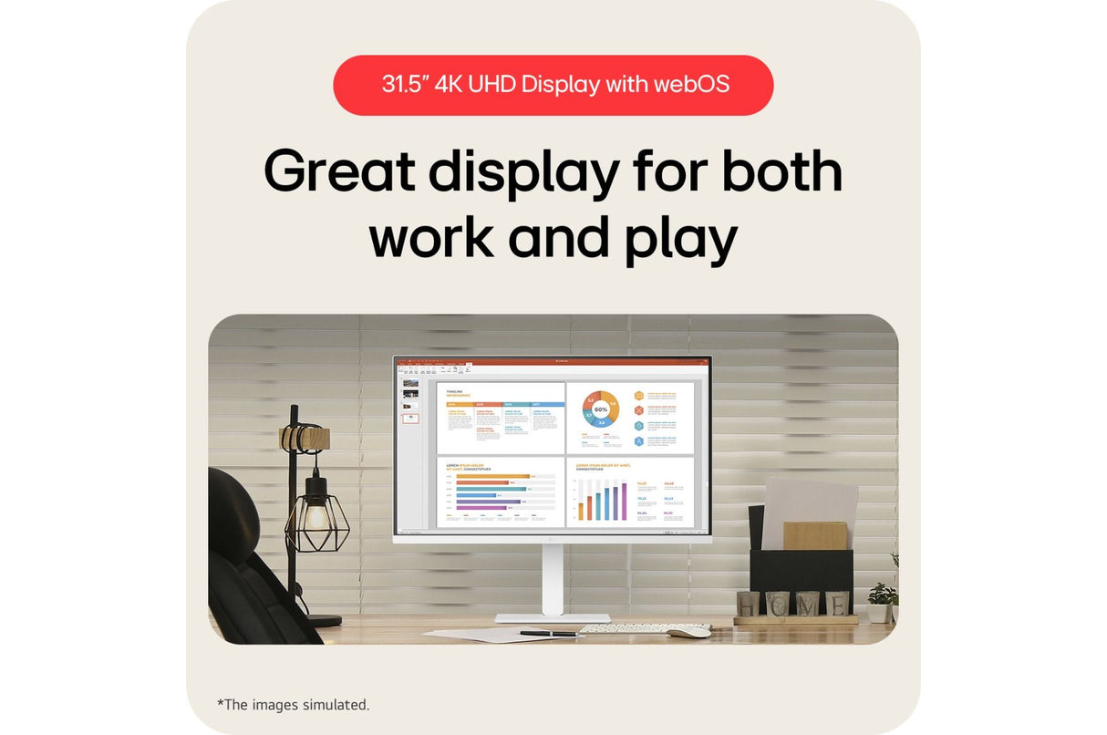 LG Monitor 32U850SA-W 31.5” 4K UHD IPS Smart Monitor with webOS and built-in FHD webcam