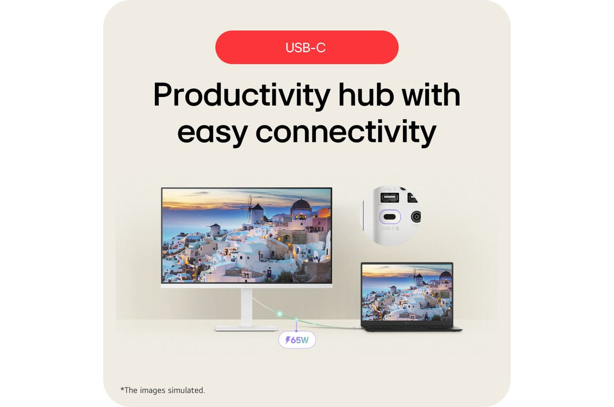 LG Monitor 32U850SA-W 31.5” 4K UHD IPS Smart Monitor with webOS and built-in FHD webcam