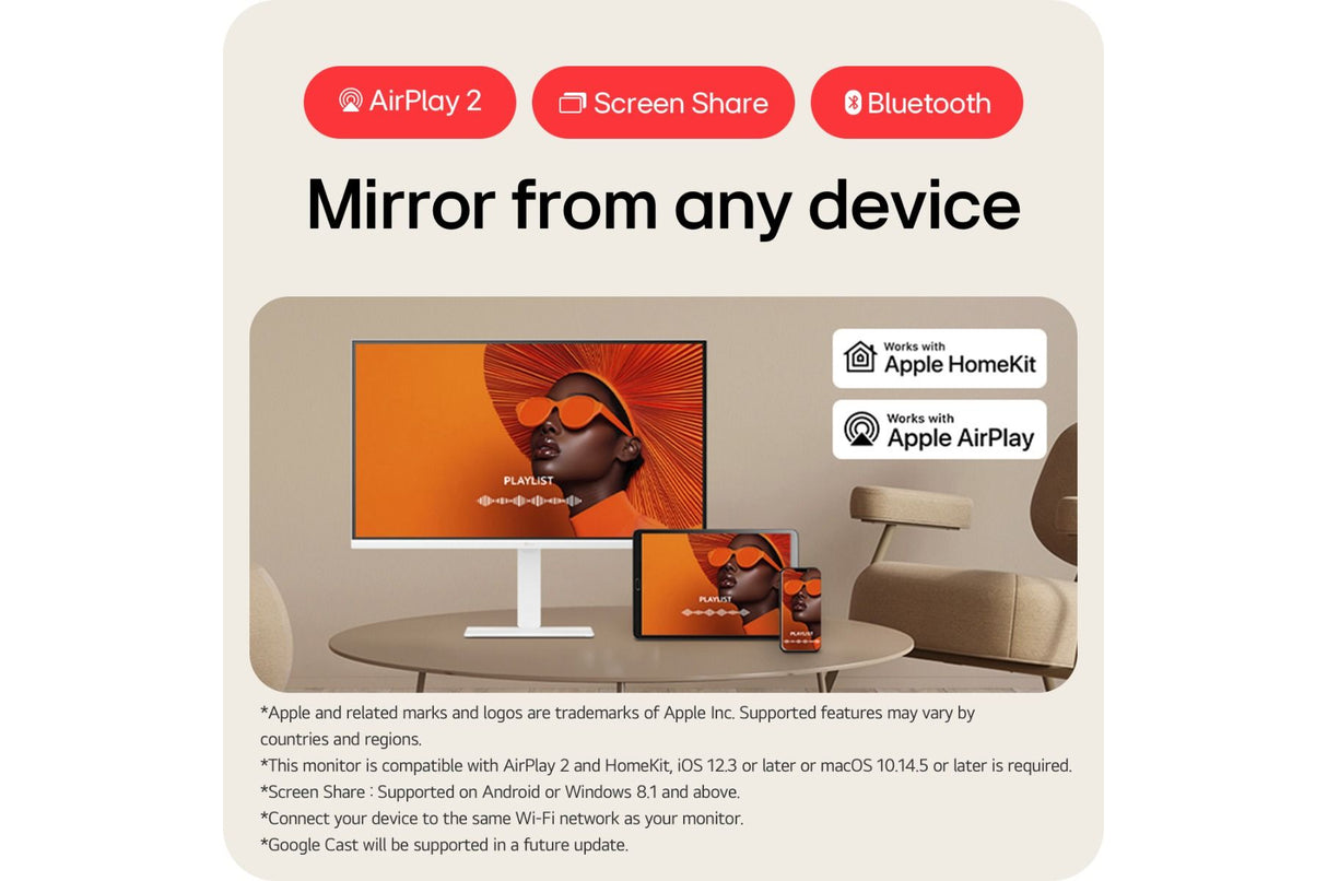 LG Monitor 32U850SA-W 31.5” 4K UHD IPS Smart Monitor with webOS and built-in FHD webcam