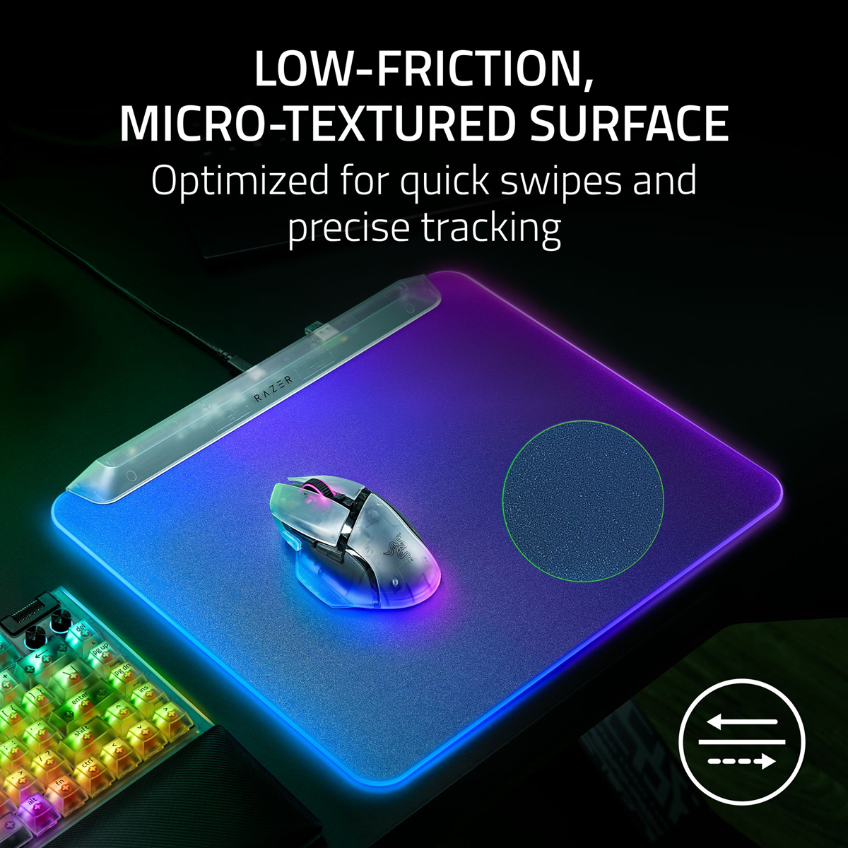 Razer Firefly V2 Pro Fully Illuminated RGB Gaming Mouse Mat - Phantom White Edition