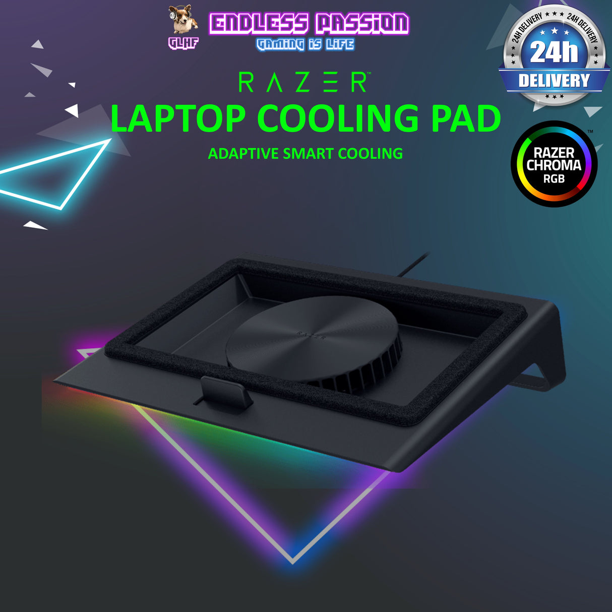 Razer Ergonomic Laptop Cooling Pad - Premium Cooling Solution for Gaming & Professional use