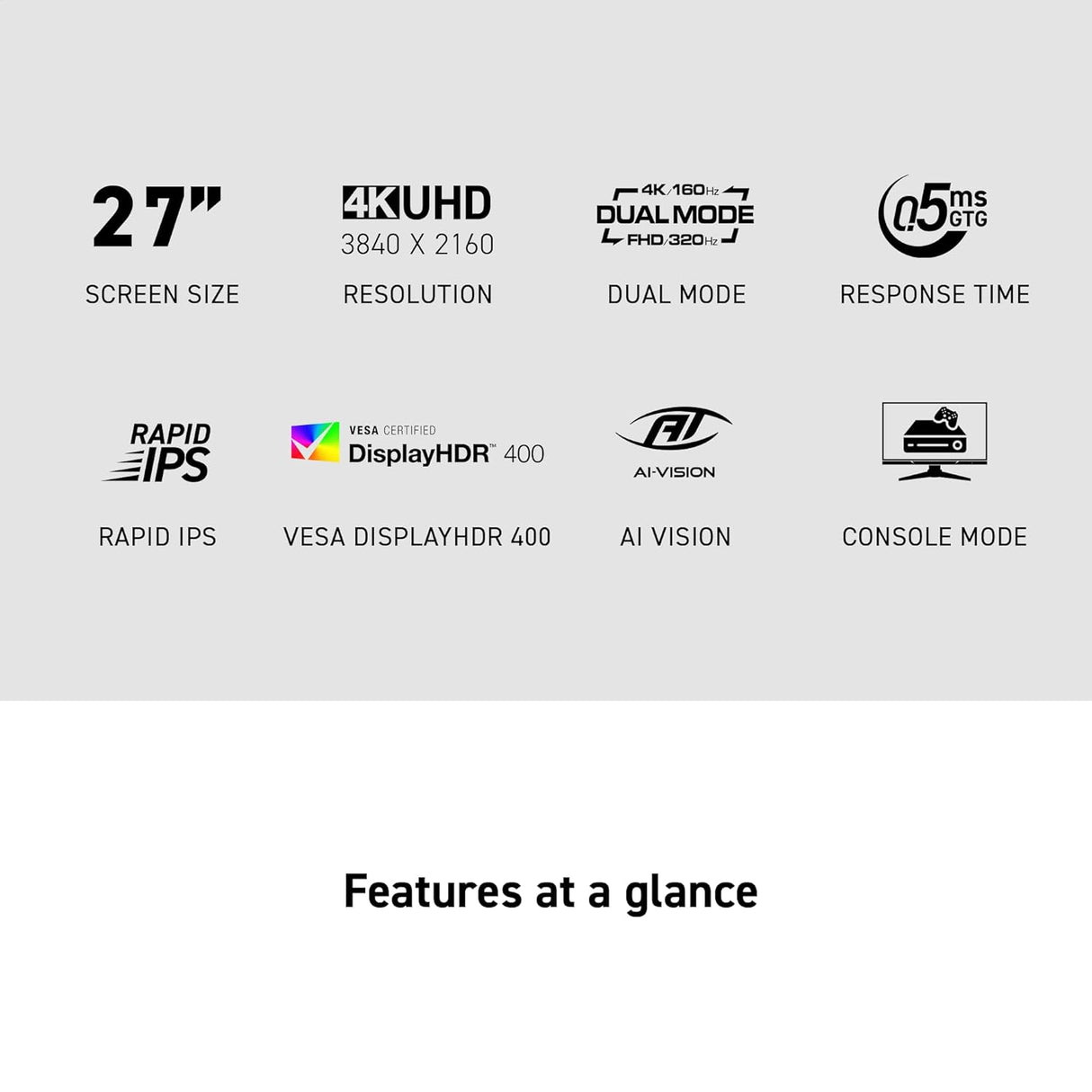 MSI MAG 272URDF E16 27" 3840x2160 UHD Rapid IPS 160Hz 0.5ms (GTG, Min.)