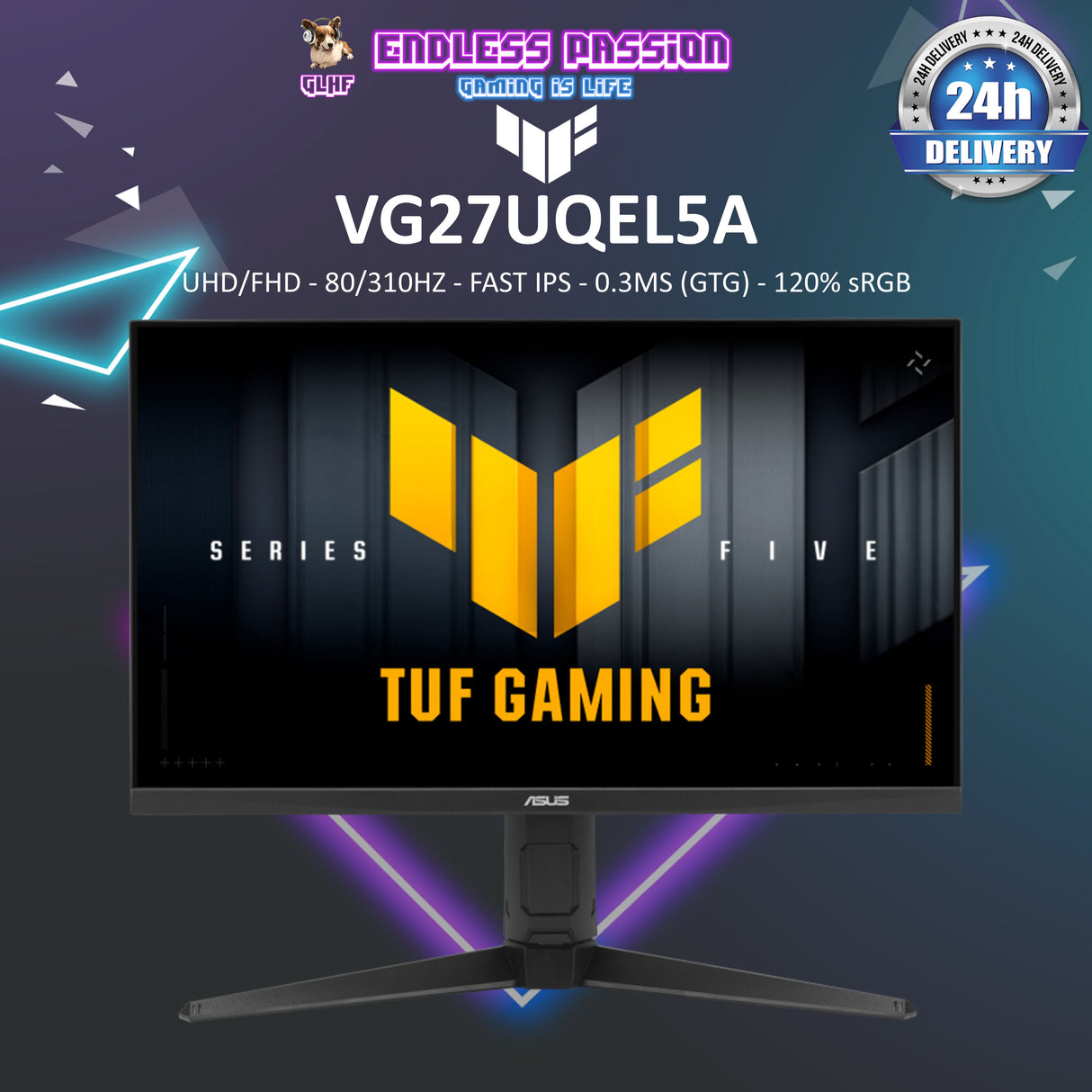 ASUS TUF Gaming VG27UQEL5A 27-inch, 4K dual mode Fast IPS Gaming Monitor