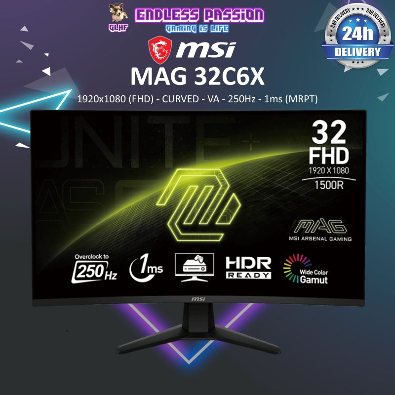 MSI MAG 32C6X 31.5" FHD VA 250Hz 1ms Gaming Monitor