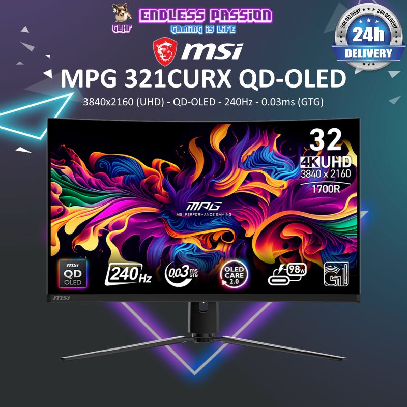 MSI MPG 321CURX QD-OLED 32" UHD 240Hz Curved Gaming Monitor