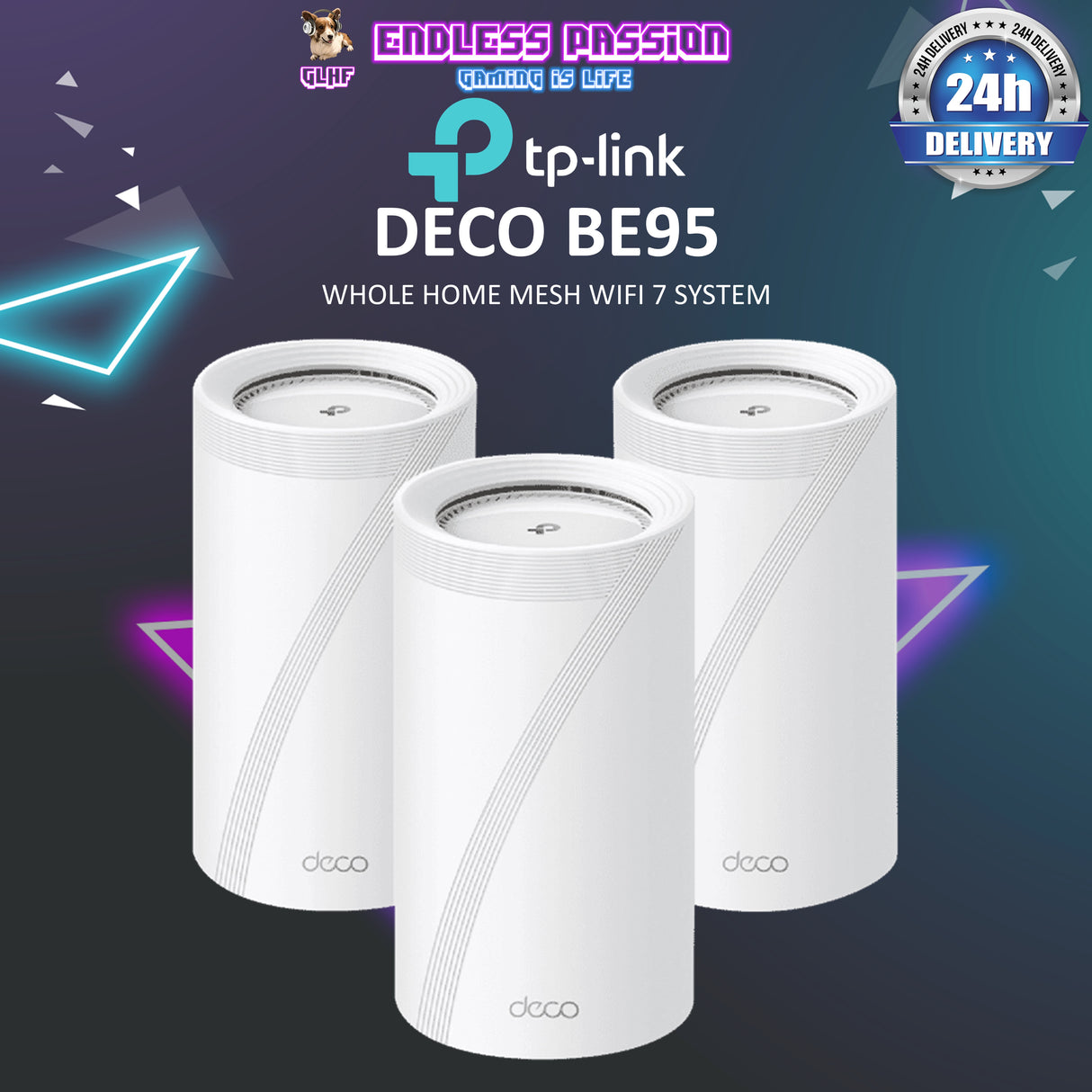 TP-LINK Deco BE95 - BE33000 Quad-Band Whole Home Mesh WiFi 7 System